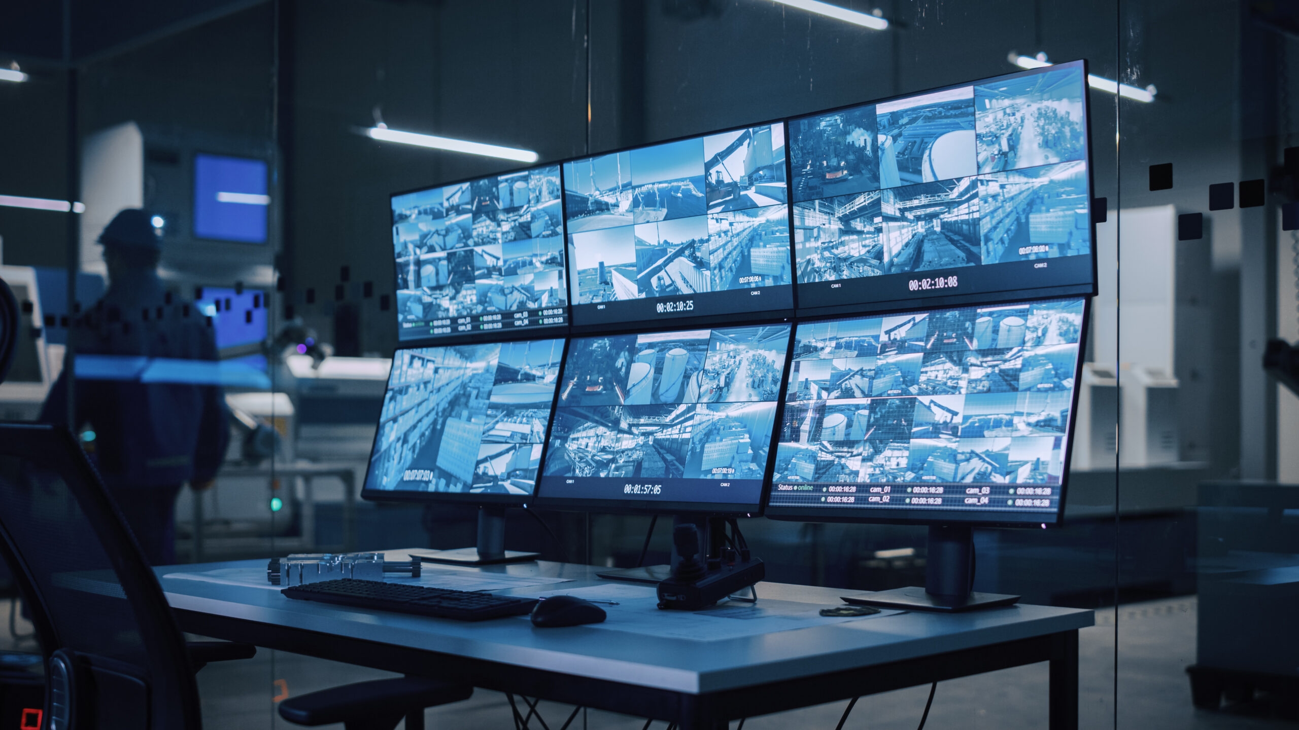 Industry,4.0,Modern,Factory:,Security,Control,Room,With,Multipoke,Computer Industry,4.0,Modern,Factory:,Security,Control,Room,With,Multipoke,Computer